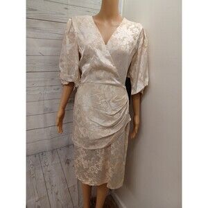 Vtg bb Collections Satin Dress Light Pink Floral Jacquard 80s Prom Sz 10 $202.00